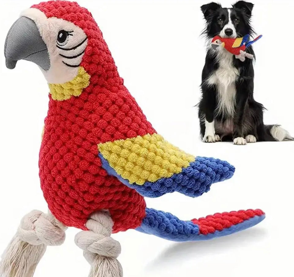 Parrot Rope Squeak Dog Toy