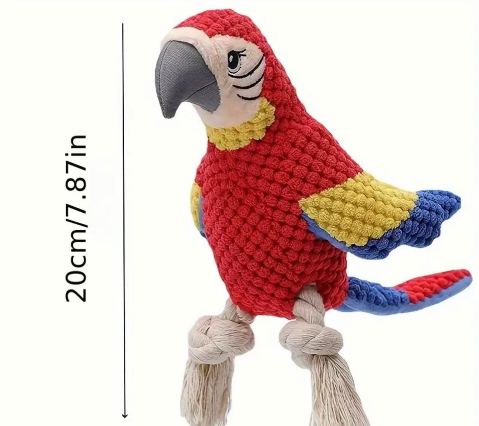 Parrot Rope Squeak Dog Toy
