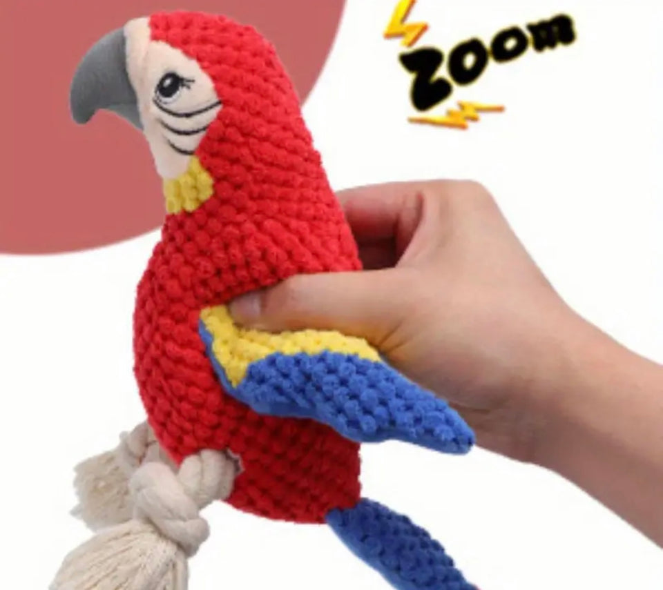 Parrot Rope Squeak Dog Toy