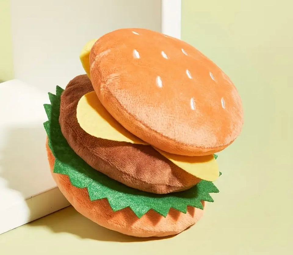 Burger Squeak Dog Toy