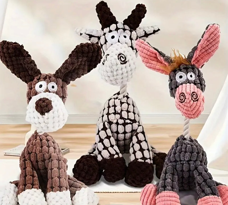 Plush Rope Donkey Dog Toy - Durable, Squeaky & Fun