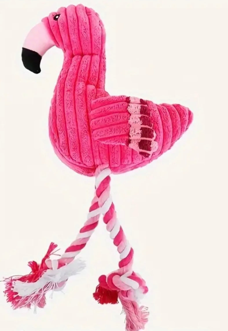 Flamingo Rope Squeak Dog Toy