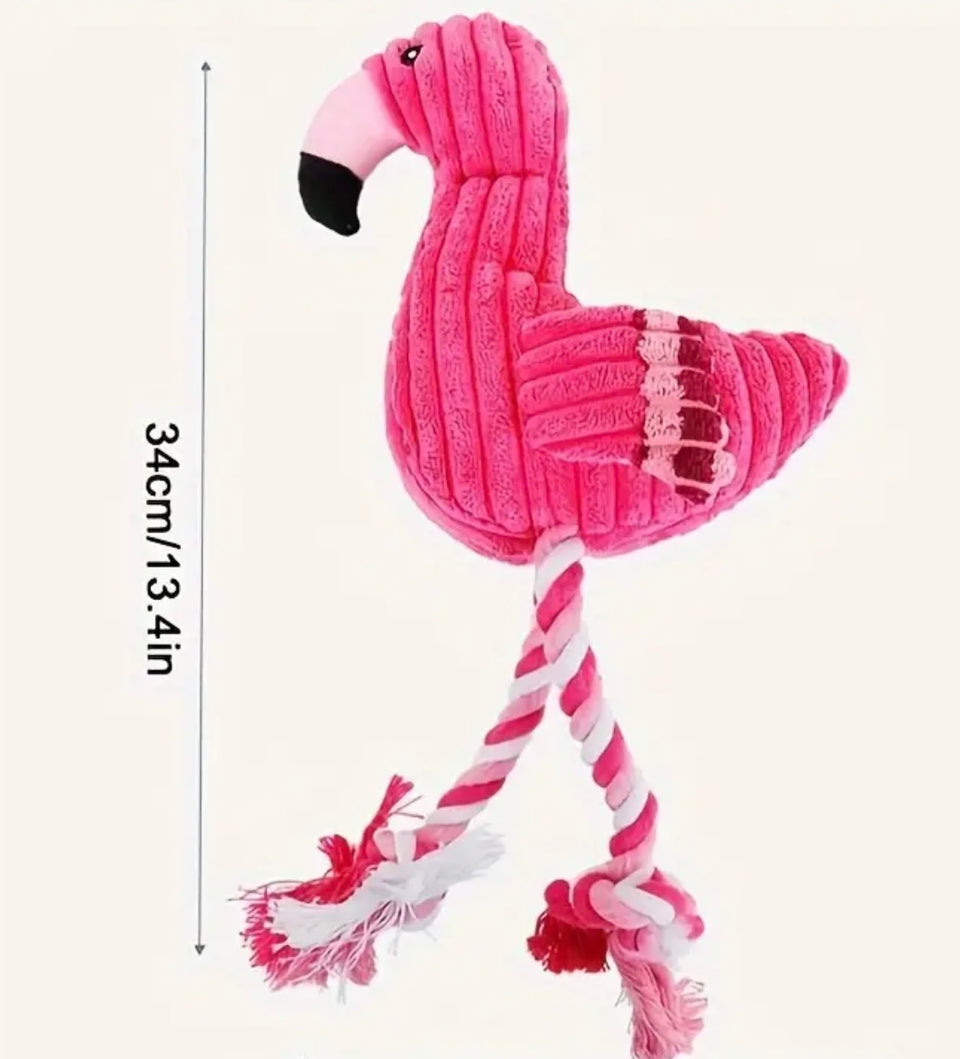 Flamingo Rope Squeak Dog Toy