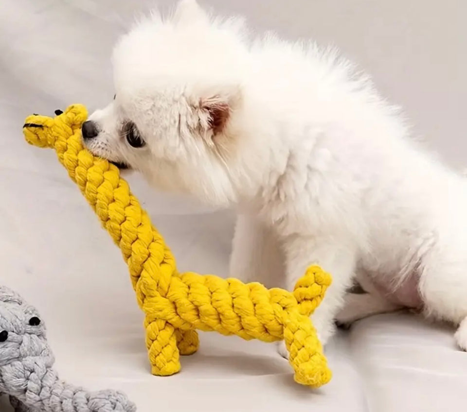 Yellow Rope Giraffe Dog Toy