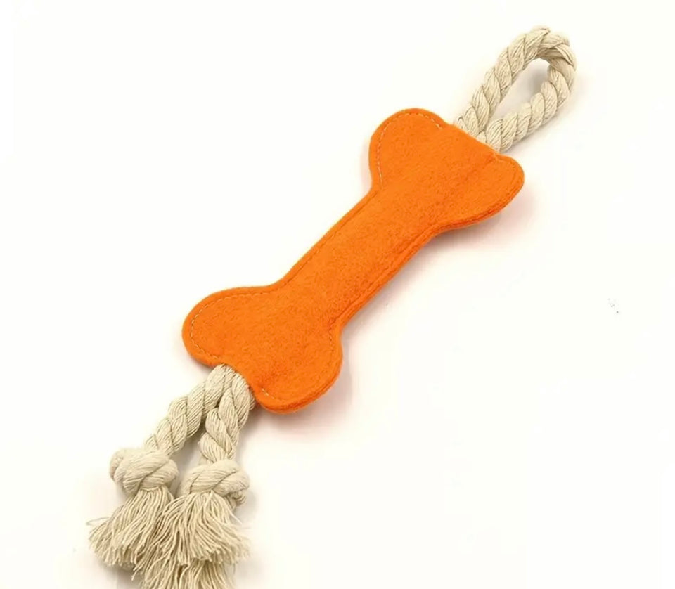 Orange Bone Rope Toy