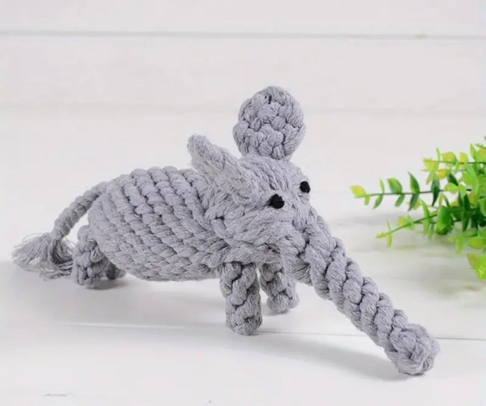 Grey Rope Elephant Toy