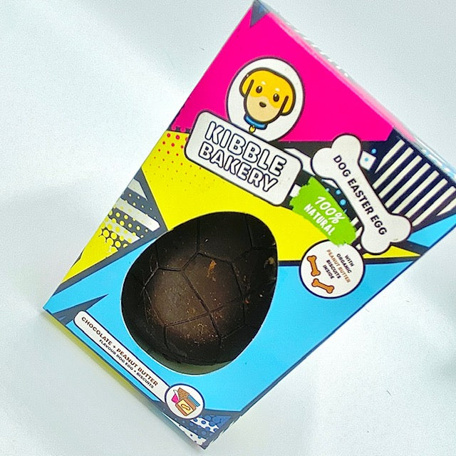 100% Peanut Butter + Carob Dog Easter Egg Filled with Organic Peanut Butter Biscuits