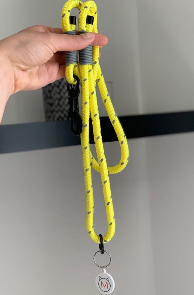 Moki and Blu Handmade Yellow and Grey Hi-Vis Dog Rope Lead